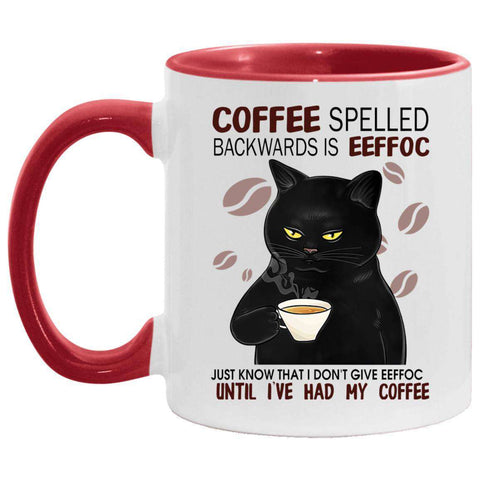 Coffee Spelled Backwards Eeffoc AM11OZ Accent Mug