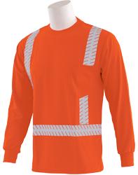Hi-Viz Orange and Yellow Long Sleeve T-Shirt Segmented Tape-9007