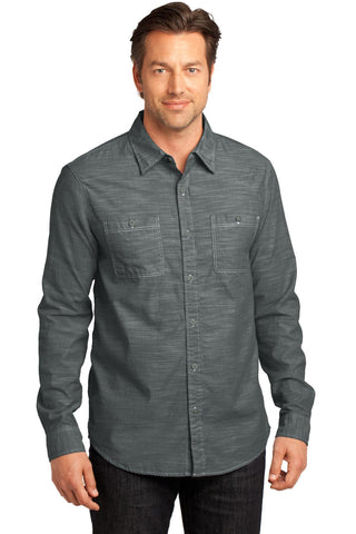 District Made - Mens Long Sleeve Washed Woven Shirt. DM3800