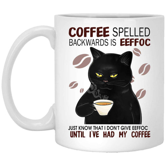 Coffee Spelled Backwards Eeffoc XP8434 11 oz. White Mug