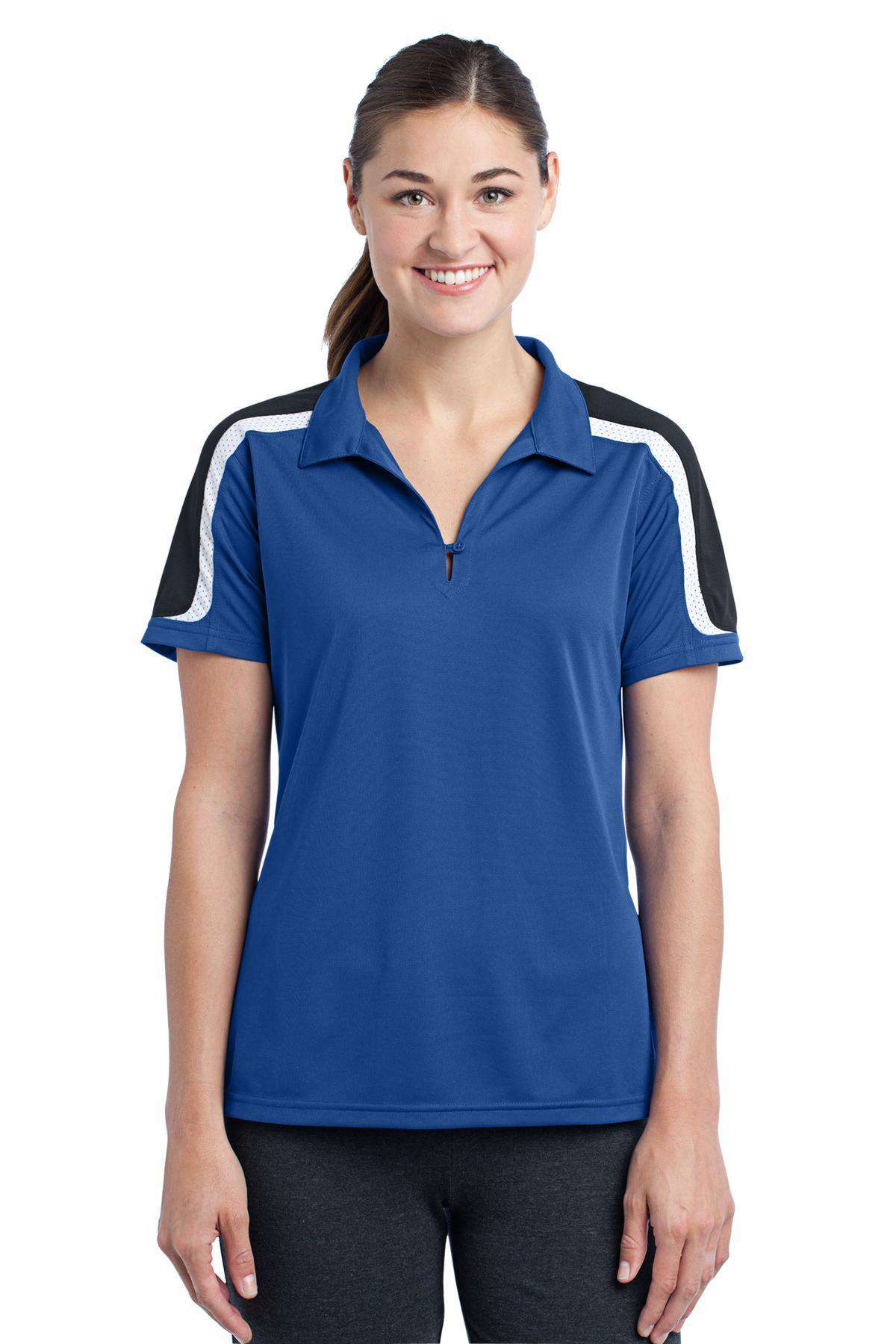 Sport-Tek Ladies Tricolor Shoulder Micropique Sport-Wick Polo. LST658