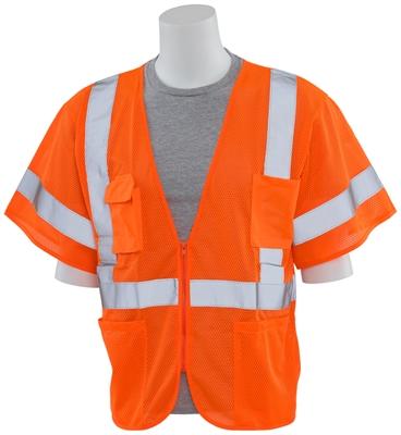 S663P Hi-Viz Orange/Yellow Class 3 Vest Hook and loop