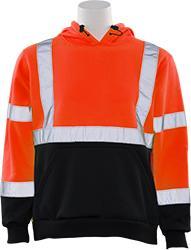 W376B Hi-Viz Orange/Yellow Black Bottom Hooded Sweatshirt