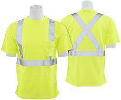 X- Back- High Visibility ANSI Class 2 Moisture Wicking Short Sleeve Shirt-9006SX